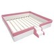 preview thumbnail 7 of 48, Upholstered Floor Bed Fence Bed Slat Platform Bed with Fence and Second Level Ladder, Anti-collision Frame for Kids Toddler