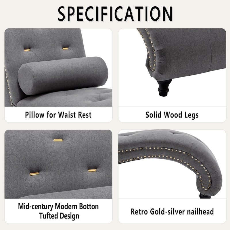 Upholstered Chaise Lounge Indoor Chaise Lounge Chair with Pillow