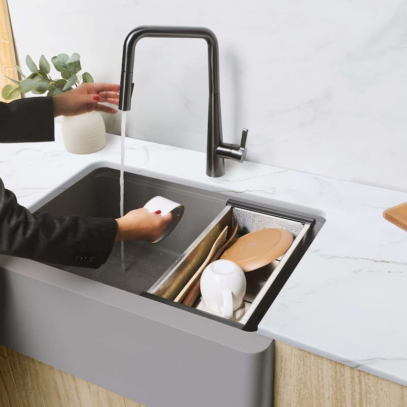 STYLISH 30 inch Composite Granite Workstation Undermount Kitchen Sink - 30" x 21" x 10"
