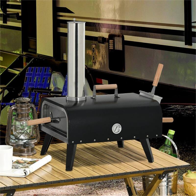Portable Wood Fired Stainless Steel Pizza Grill with Foldable Legs