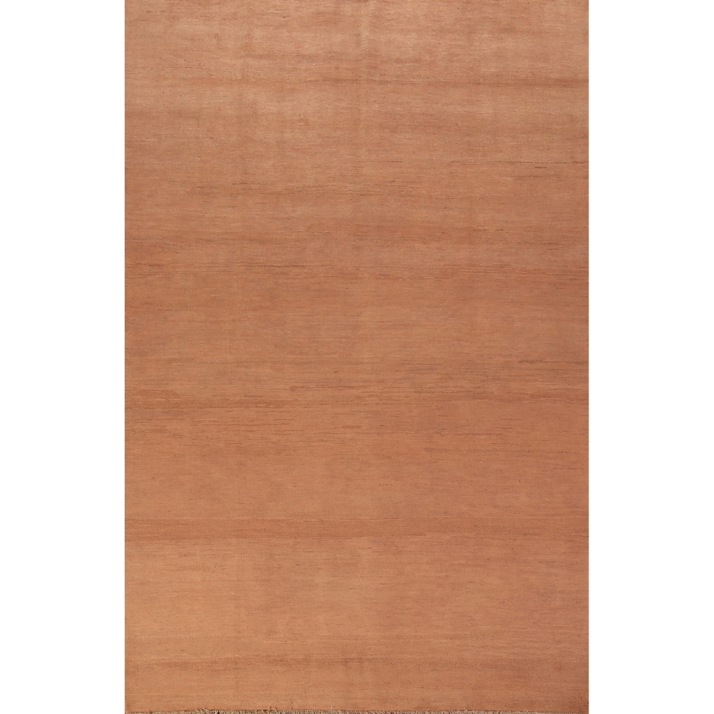 Modern Solid Gabbeh Oriental Area Rug Handmade Wool Carpet - 6'3" x 9'7"