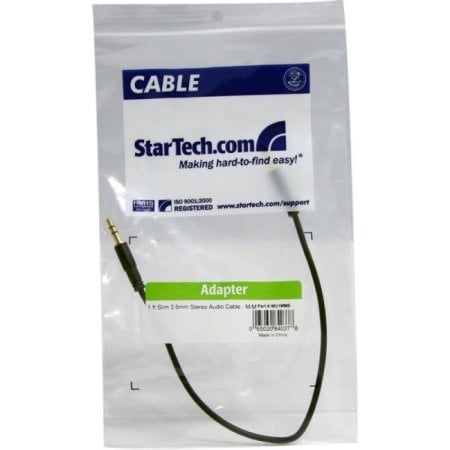 Startech Mu1mms 1 Ft Slim 3.5Mm Stereo Audio Cable - M/M - Black