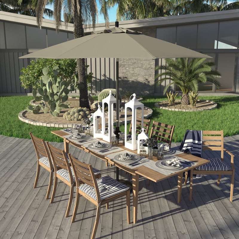 California Umbrella 9' Rd Golden State Series Patio Umbrella Black Aluminum Frame Crank Lift Collar Tilt Olefin Royal Blue - Woven Granite