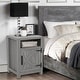 preview thumbnail 1 of 9, Farmhouse Barn Door Nightstand Bedside Table with Storage Open Compartment