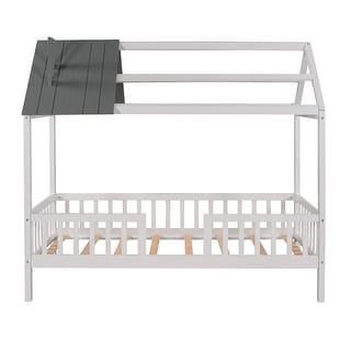 Twin Size Wood House Bed with Fence - Perfect Addition to Kids' Room