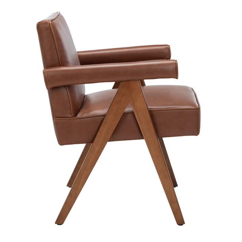 SAFAVIEH Suri Mid-Century Walnut Wood Arm Chair - 23.2" Wx 24" L x 29.9" H