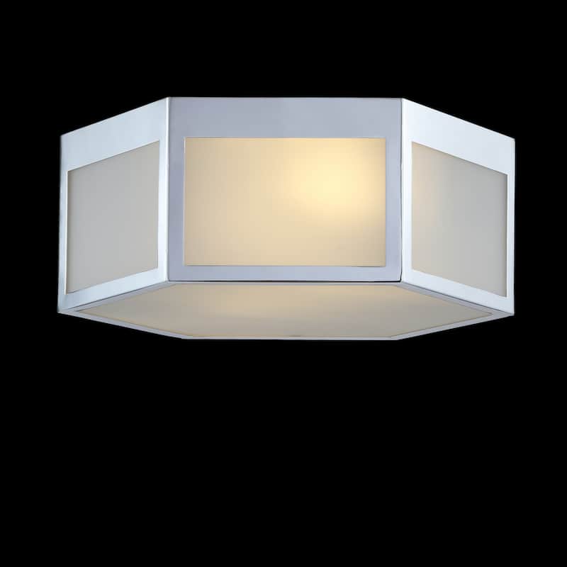 Cadence Hexagon Metal/Frosted Glass LED Flush Mount, Chrome by JONATHAN Y