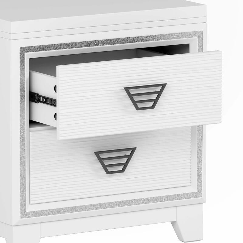 Elegant Nightstand with Metal Handle and Sparkling Shiny Decoration