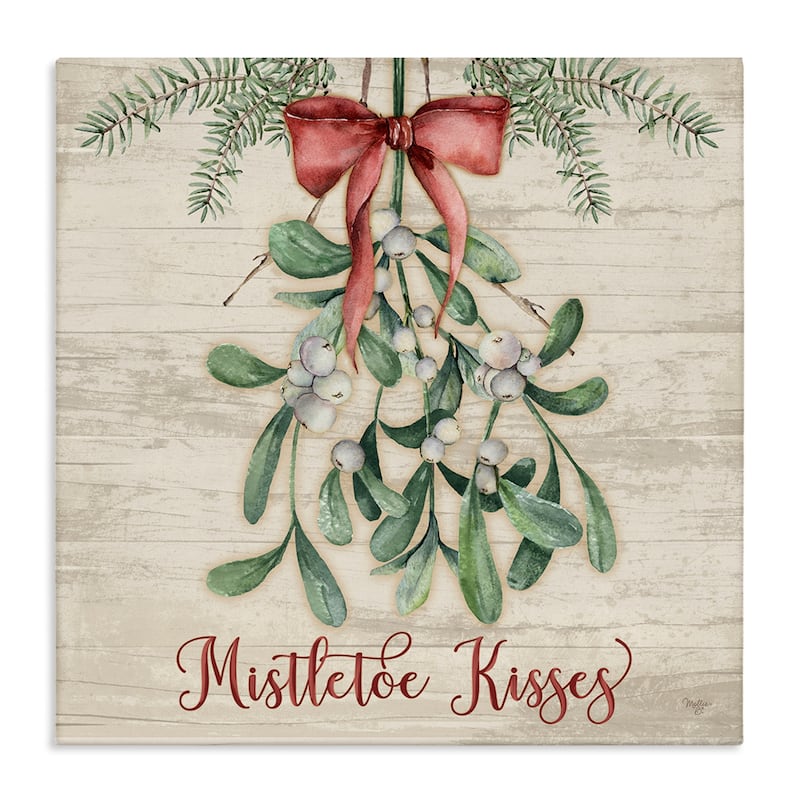 Stupell Rustic Mistletoe Kisses Canvas Wall Art Design By Mollie B. - 17 x 17