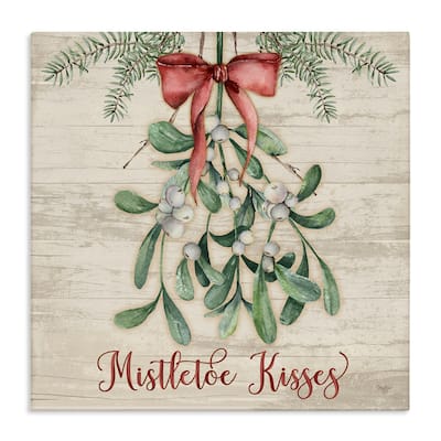Stupell Rustic Mistletoe Kisses Canvas Wall Art Design By Mollie B.