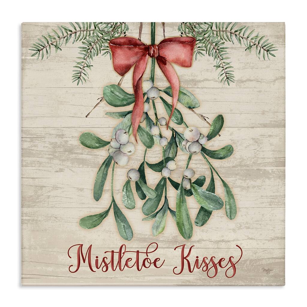 Stupell Rustic Mistletoe Kisses Canvas Wall Art Design By Mollie B.