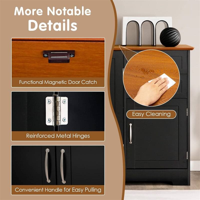 Kitchen Sideboard with Storage Cabinets & Drawers - 16"D x 43.5"W x 31"H