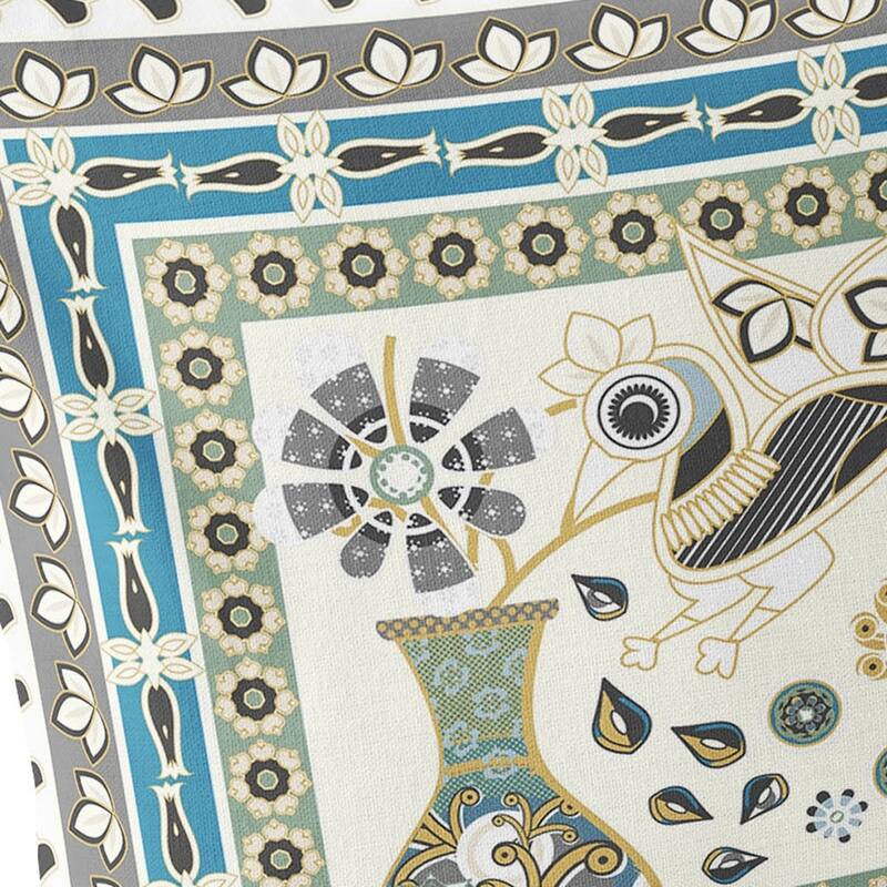 HomeRoots Set of Two 16" X 16" Green and Yellow Peacock Blown Seam Floral Indoor Outdoor Throw Pillow - 16.00' X '16.00' X '5.00