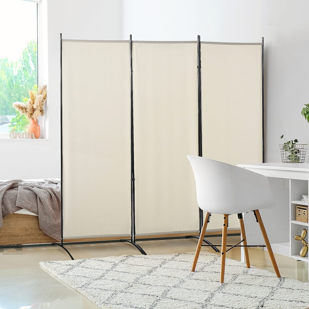 Stylish 6' Beige 3-Panel Room Divider for Creating Private Spaces and Enhancing Home Decor