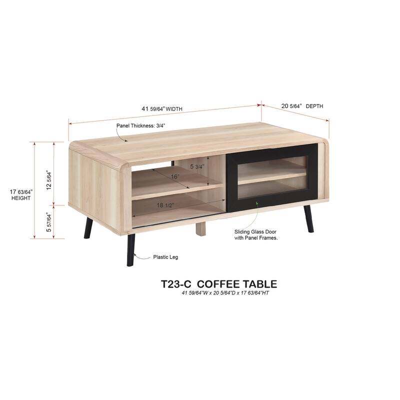 Nathan Collection Oak Black Contemporary Coffee Table