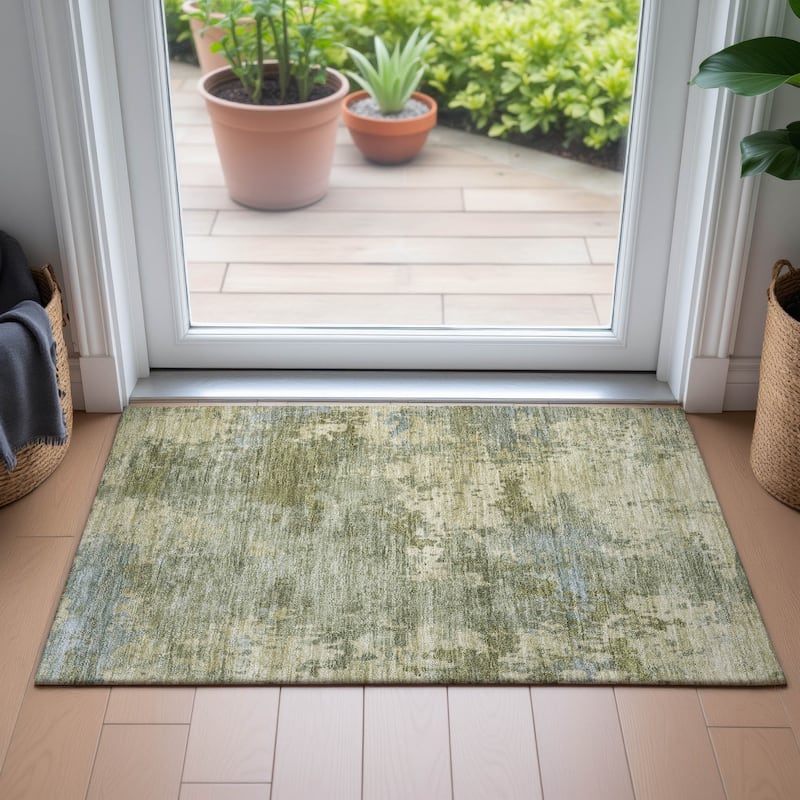 Machine Washable Indoor/Outdoor Modern Blend Chantille Rug