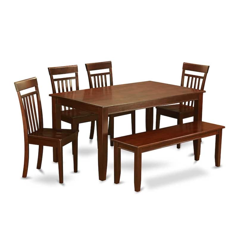 Medieval Dining Table Set with Bench - 60 Inch Rustic Wood Table & 4 Chairs - Elegant Farmhouse Kitchen Set