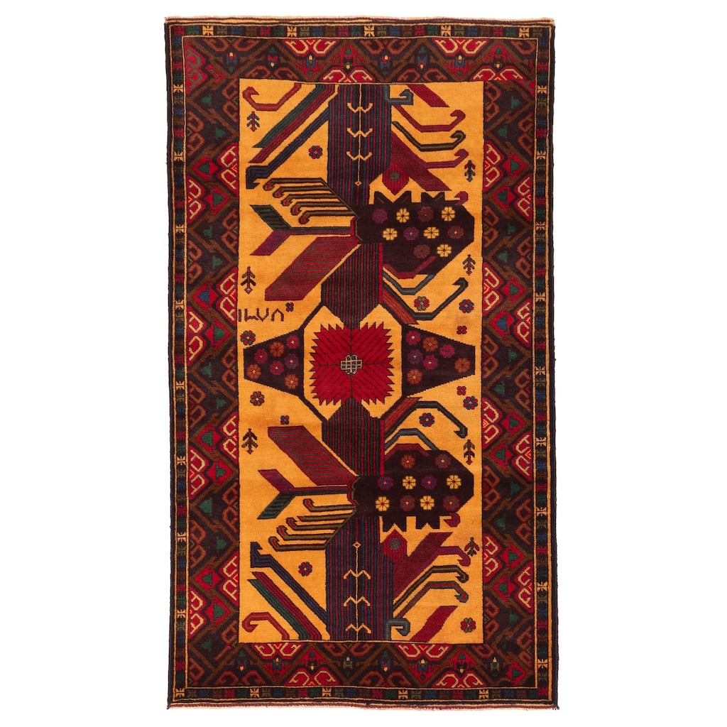 ECARPETGALLERY Hand-knotted Teimani Light Orange Wool Rug - 3'7 x 6'8