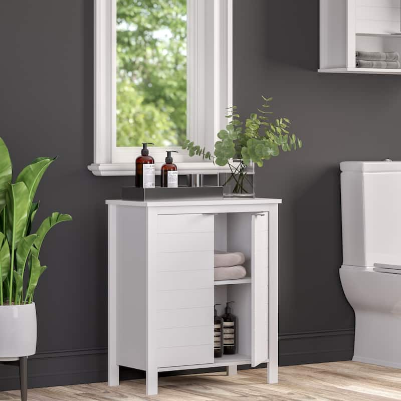 RiverRidge Madison Two-Door Bathroom and Laundry Storage Cabinet with Adjustable Shelf - N/A - White