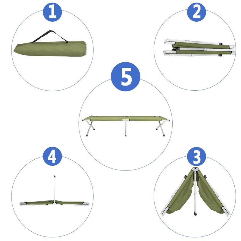 Outdoor Portable Folding Camping Cot with Carrying Bag - Army Green
