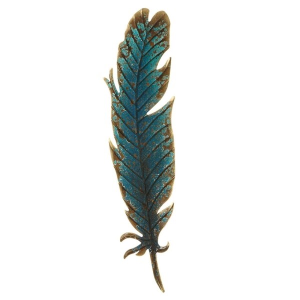Pack of 3 Blue and Brown Iron Large Feather Wall Decor 26.75” - N/A