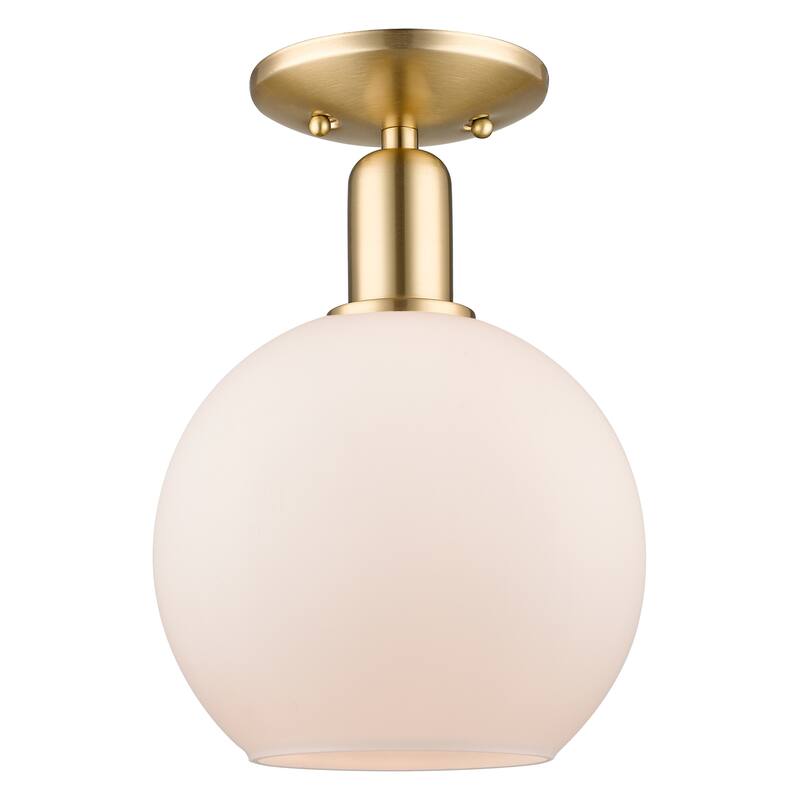 Innovations Lighting Endless Possibilities Arcadia - Athens - 1 Light 8" Semi-Flush Mount - Champagne Bronze/Matte White
