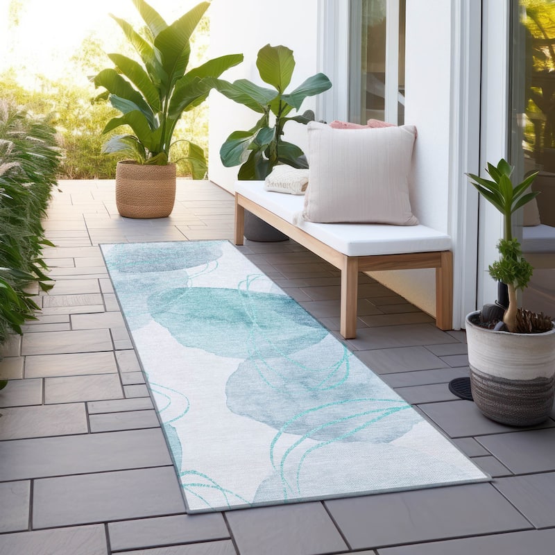 Fara Modern Art-Inspired Weather Resistant Sleek Contemporary Outdoor Rug