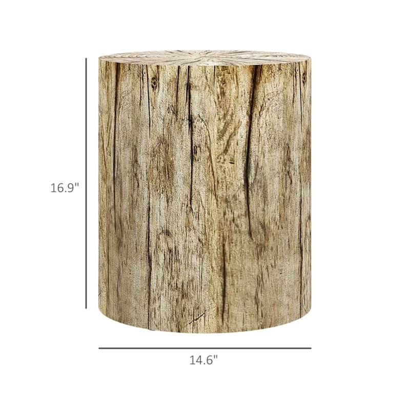 Multifunctional Tan Concrete Side Coffee Table with Round Top for Indoor or Outdoor Use - Dia. 14.6" x 16.9" H