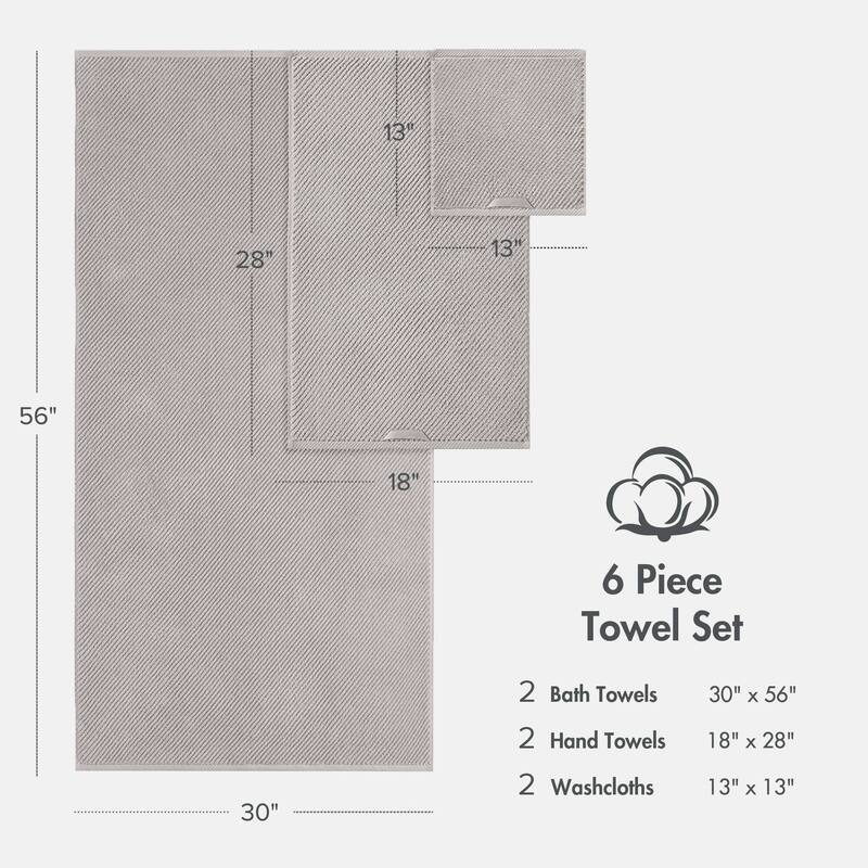 Madison Park Diagonal Ribbed Cotton Quick Dry Towel Set