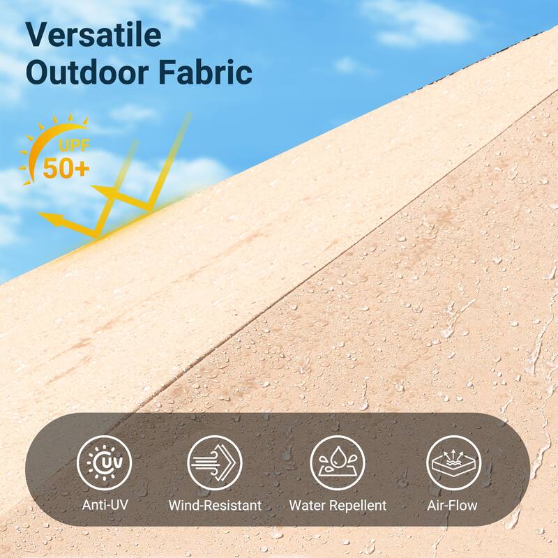 XIZZI Outdoor Patio Umbrella with Solar LED Lights and Base