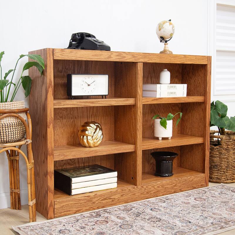 Concepts in Wood Double Wide Wood Bookcase, 6 Shelf, 36 inch Tall
