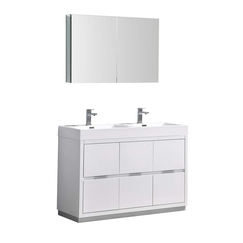 Fresca Senza 48" Double Vanity Set with Wood Cabinet and Acrylic