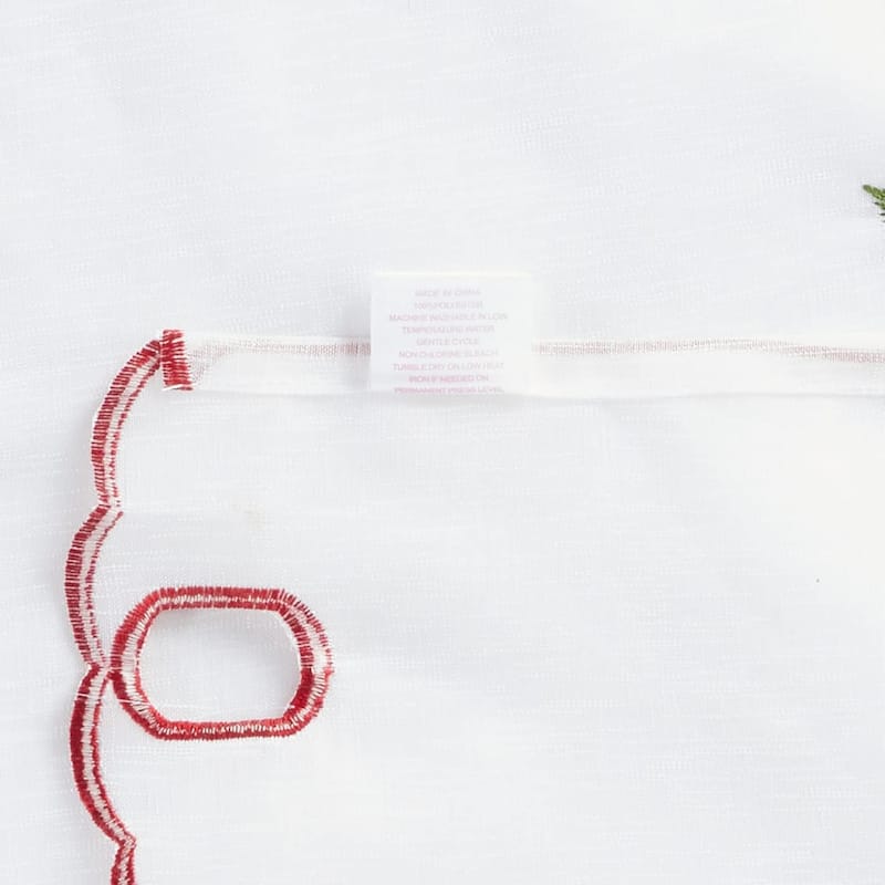 Violet Linen Seasonal Xmas Christmas Holiday Berry Pattern, Embroidered, 60" x 15", Straight, Grommet Curtain Valance