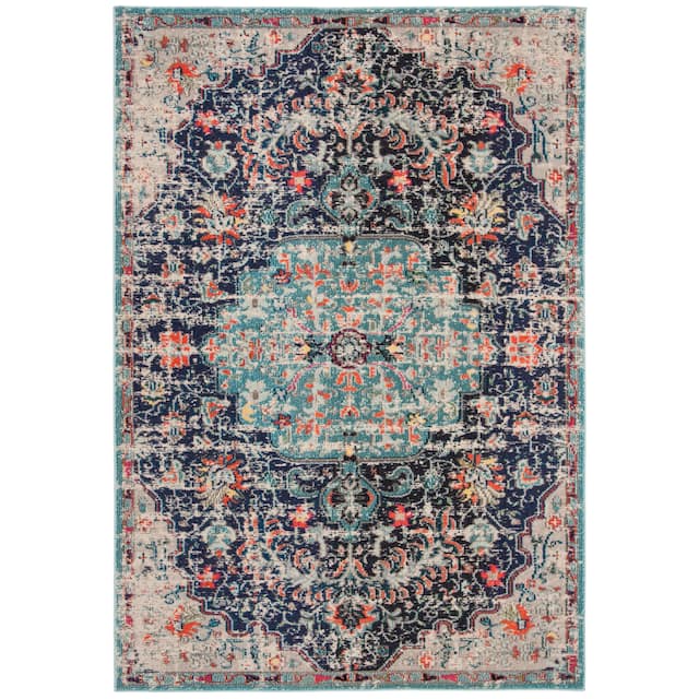 SAFAVIEH Madison Sabire Boho Medallion Distressed Rug - 10' x 14' - Black/Teal