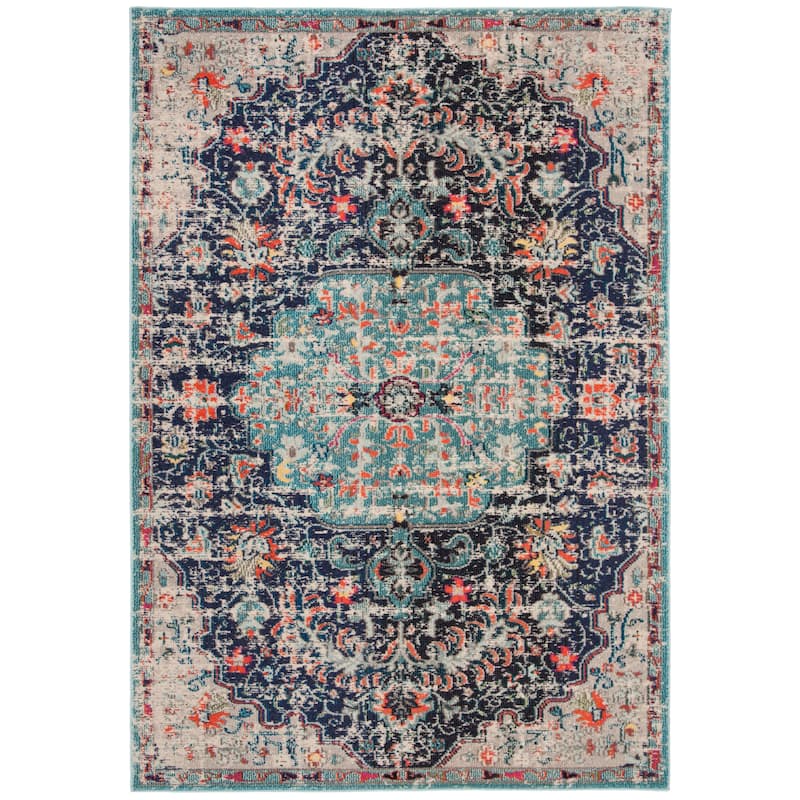 SAFAVIEH Madison Sabire Boho Medallion Distressed Rug - 10' x 14' - Black/Teal
