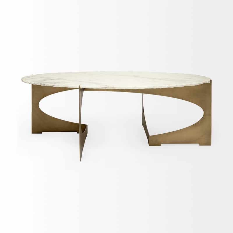 Reinhold Round Marble Top w/ Metal Base Coffee Table