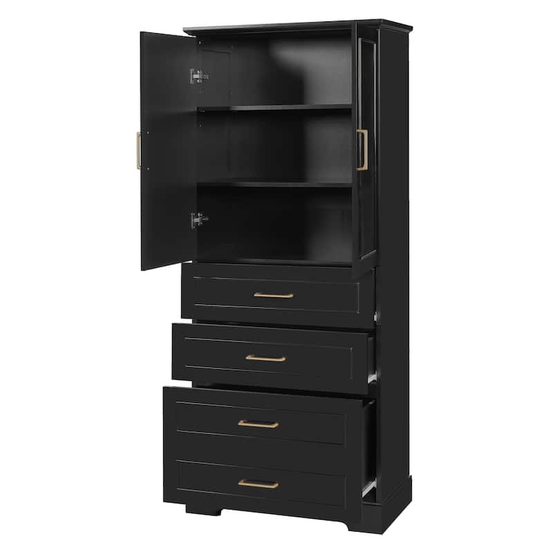 72.2"Tall Freestanding Bathroom Cabinet With 3 Drawers (Partitioned, Standard, Deep), Adjustable Shelf,Soft-Close Doors