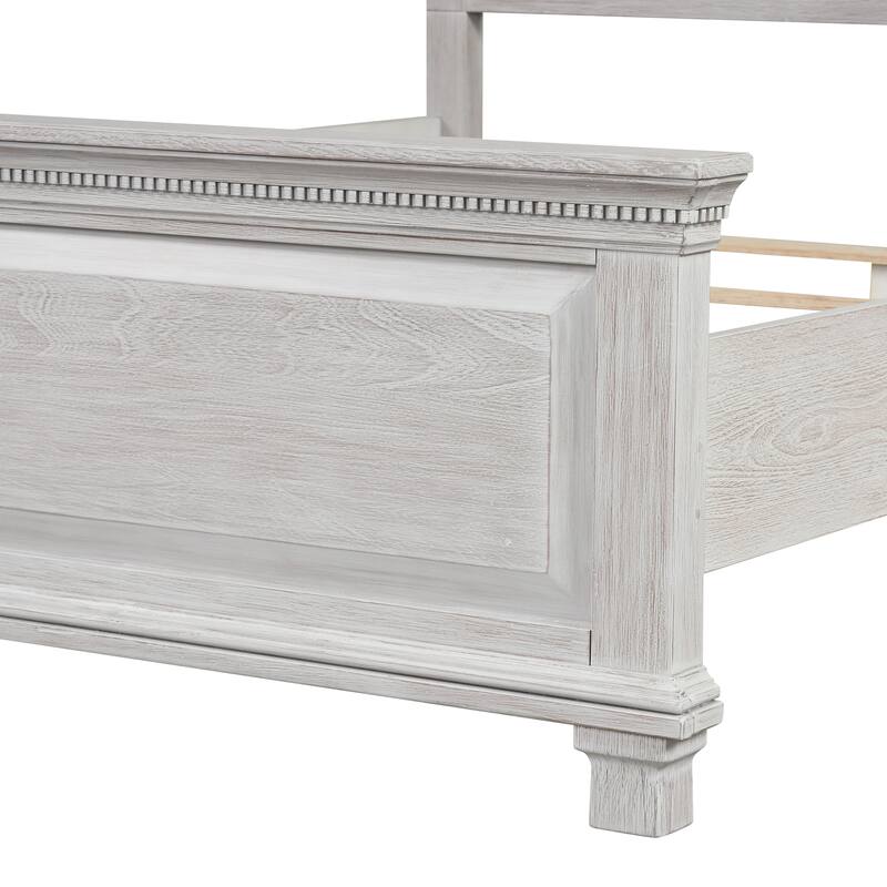 Furniture of America Eleanor Modern Rustic 2-Piece Weathered Grey Wood Panel Bedroom Set with Dentil Molding