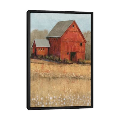 iCanvas "Red Barn View II" by Tim OToole Framed Canvas Print