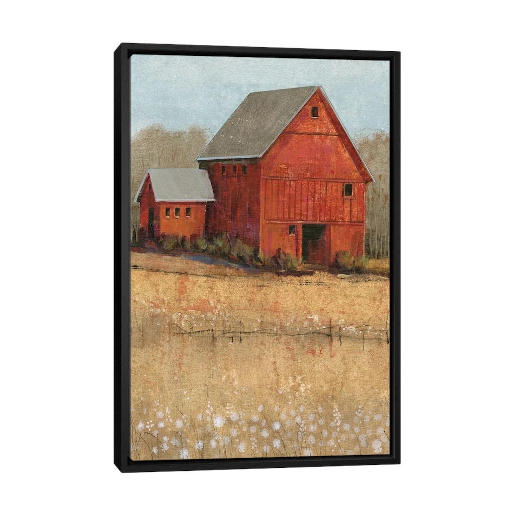 iCanvas "Red Barn View II" by Tim OToole Framed Canvas Print