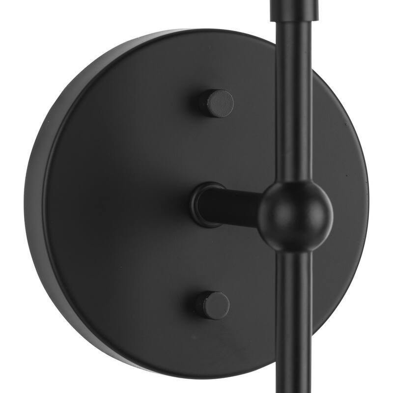 Atwell Collection Two-Light Matte Black Mid-Century Modern Wall Sconce - 5.87 in x 6.75 in x 18 in