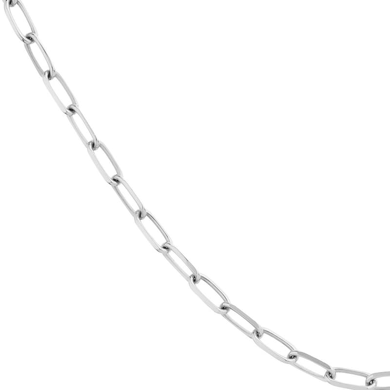 Curata 925 Sterling Silver Rhodium Plated 5.25mm Paper Clip Chain Necklace (Lobster)