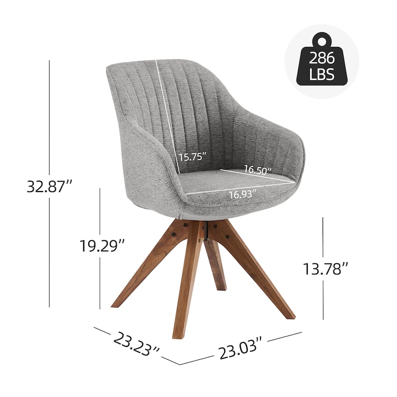 Art Leon Modern Home Office Swivel Arm Accent Chair with Wood Legs