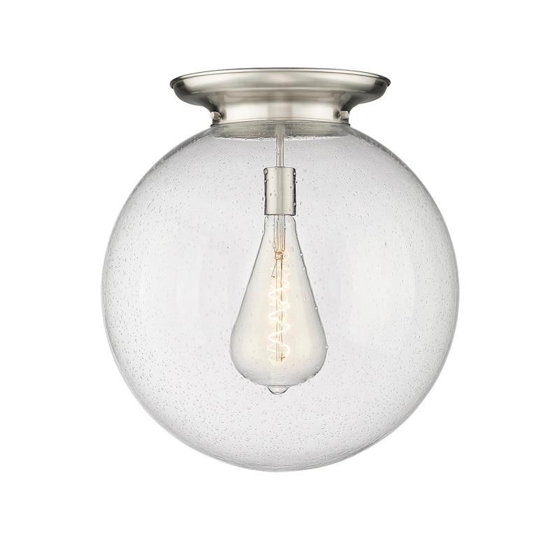 Innovations Lighting Beacon - 1 Light 18" Flush Mount - Satin Nickel/Seedy