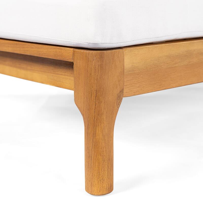 Christopher Knight Home - Solid Acacia Wood Outdoor Chaise Lounge with 4-Position Adjustable Backrest & Woven Rattan Accents