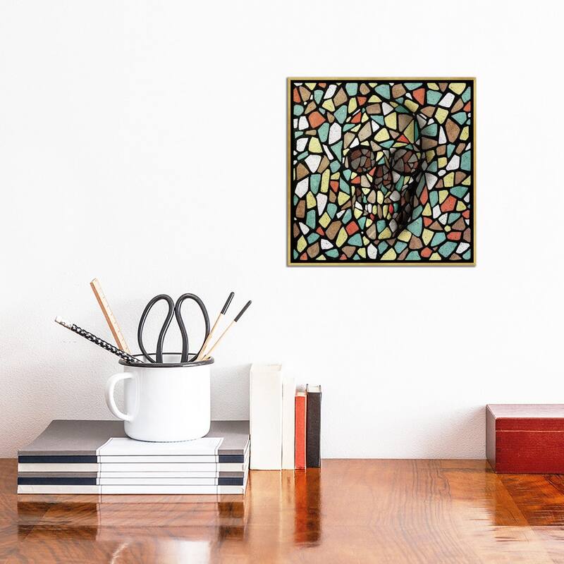 iCanvas "Mosaic Skull Color" by Ali Gulec Framed Canvas Print