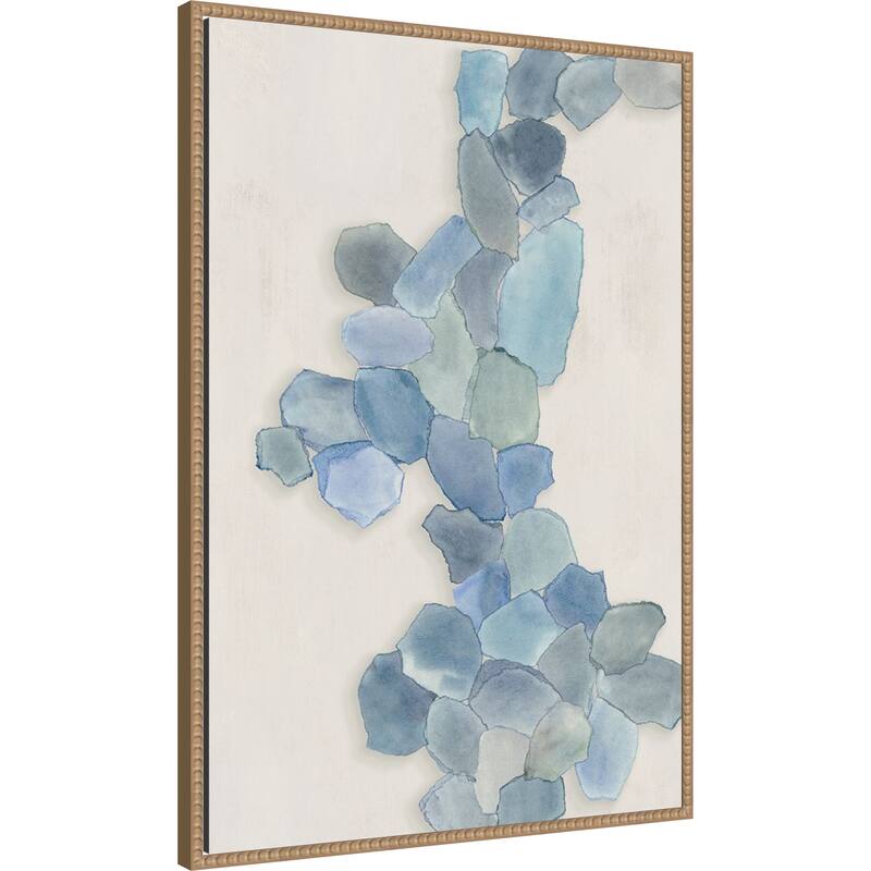 Soft Blue Mosaic Cascade by Hannah Dawson (23 x 33 in.), Framed Canvas Wall Art Print