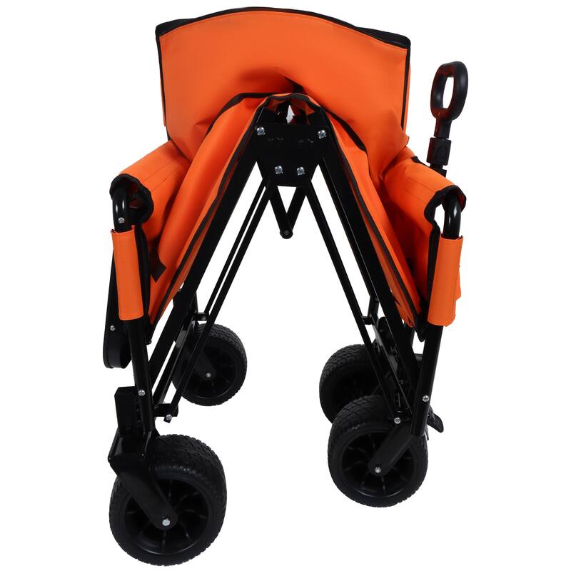 3-In-1 Convertible Folding Wagon Cart With Bench Seat & Rear-Mounted Folding Tabletop,180l Capacity All-Terrain Wheels