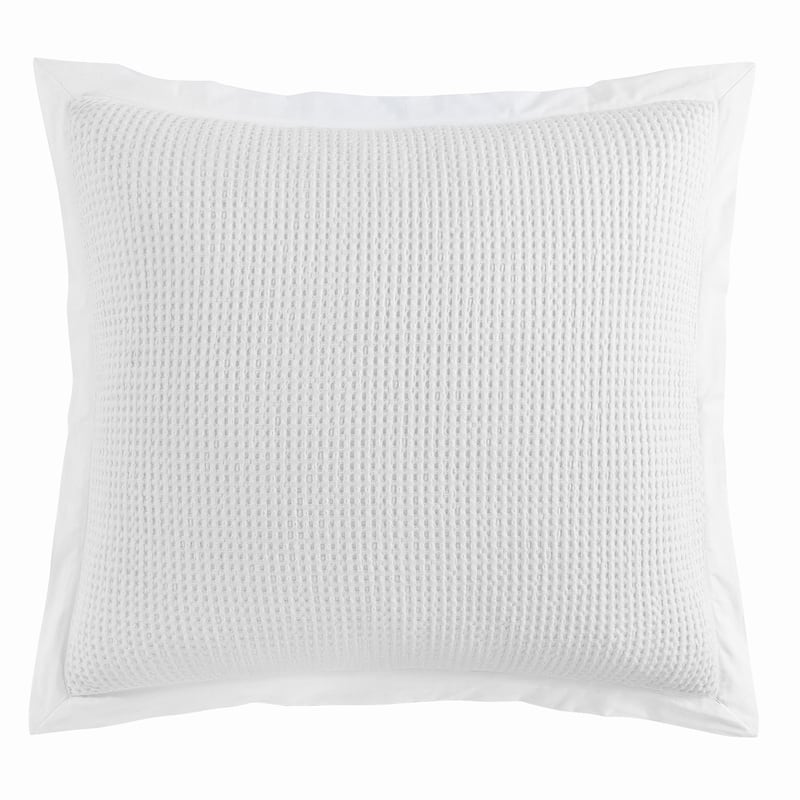 HiEnd Accents Stonewashed Cotton Waffle Weave Euro Sham, 27"x27" - White