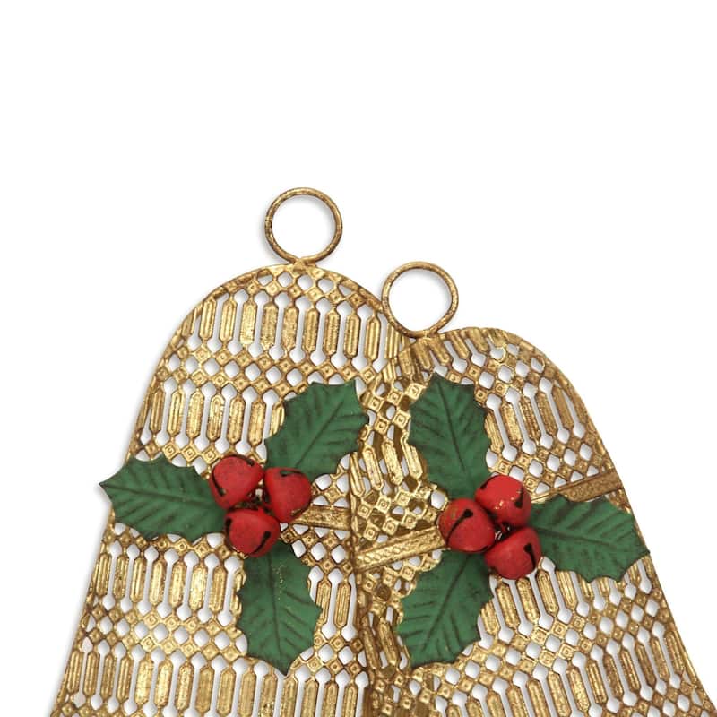 Christmas Bells with Berries Metal Wall Decoration - 14"